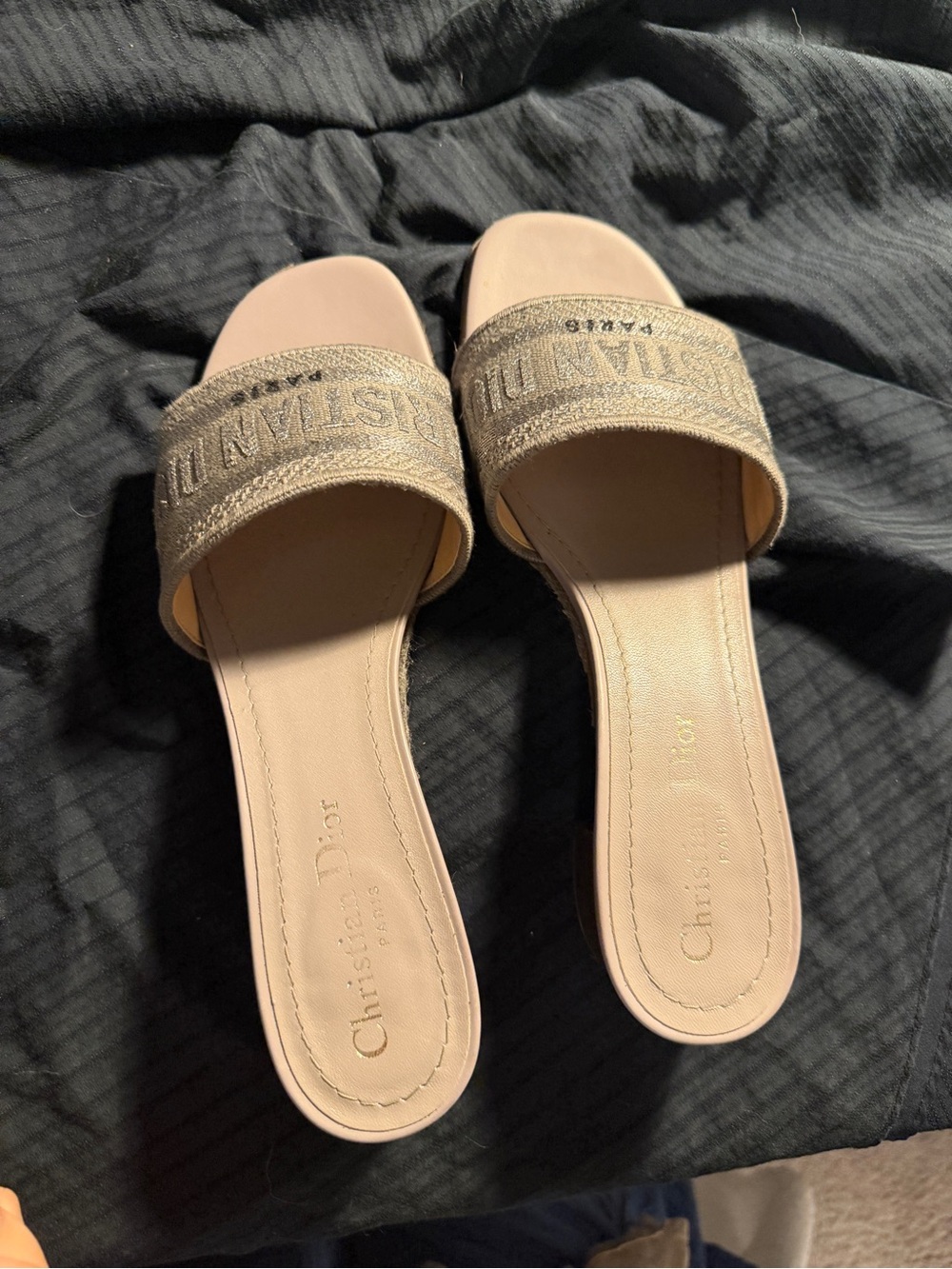Dior Beige Embroidered Slide Mules - Picture 8 of 11